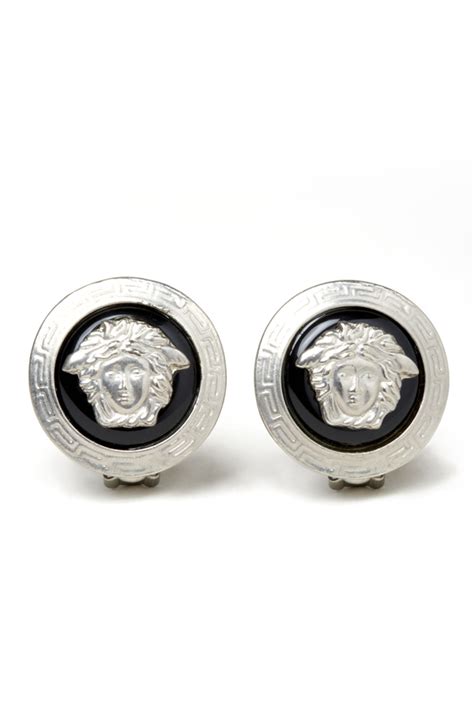 silver versace ring|Versace clip on earrings.